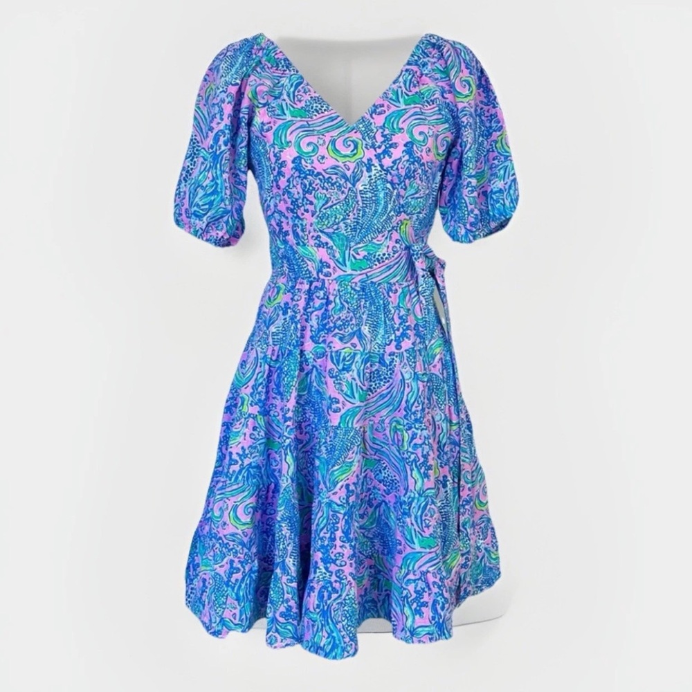 NWT Lilly Pulitzer Iralee Wrap Dress Lilac Rose We Mermaid It, Size 14
